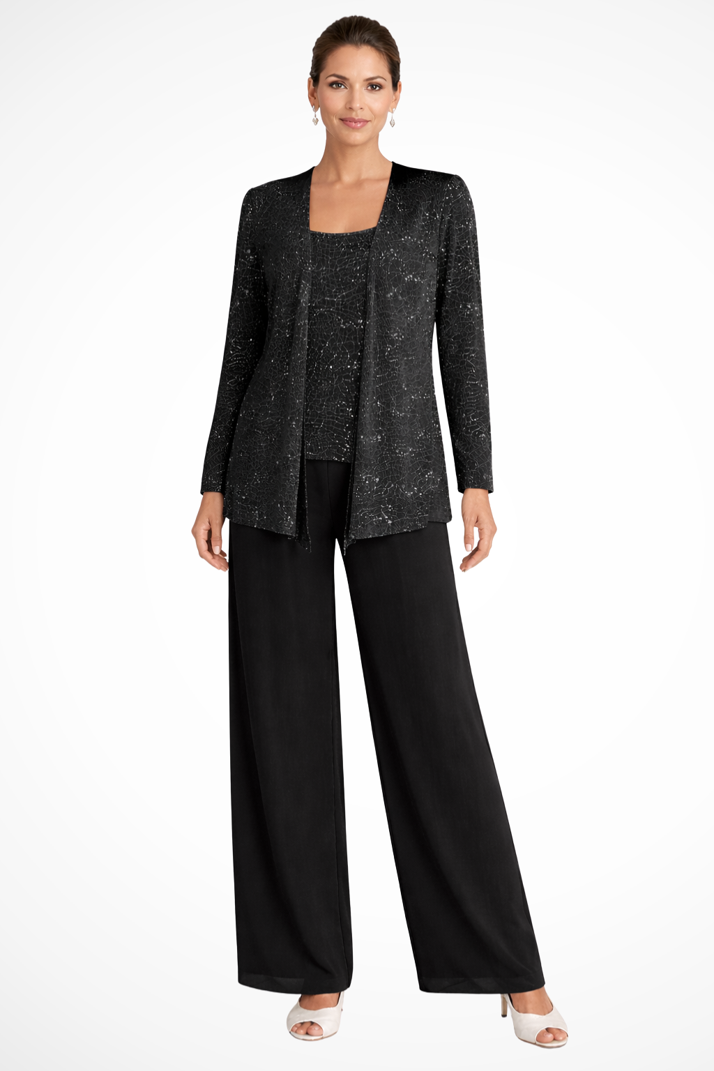 Carolyn | Women's Wide Leg Sequin Three Piece Wedding Guest Suit