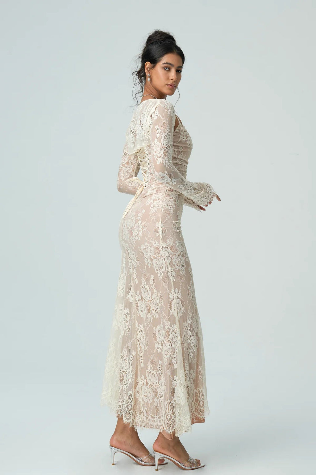 Carrie | Women's Fitted Sheer Sleeve Wedding Guest Dress