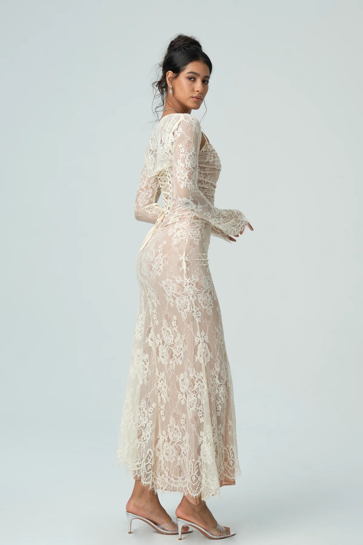 Carrie | Women's Fitted Sheer Sleeve Wedding Guest Dress