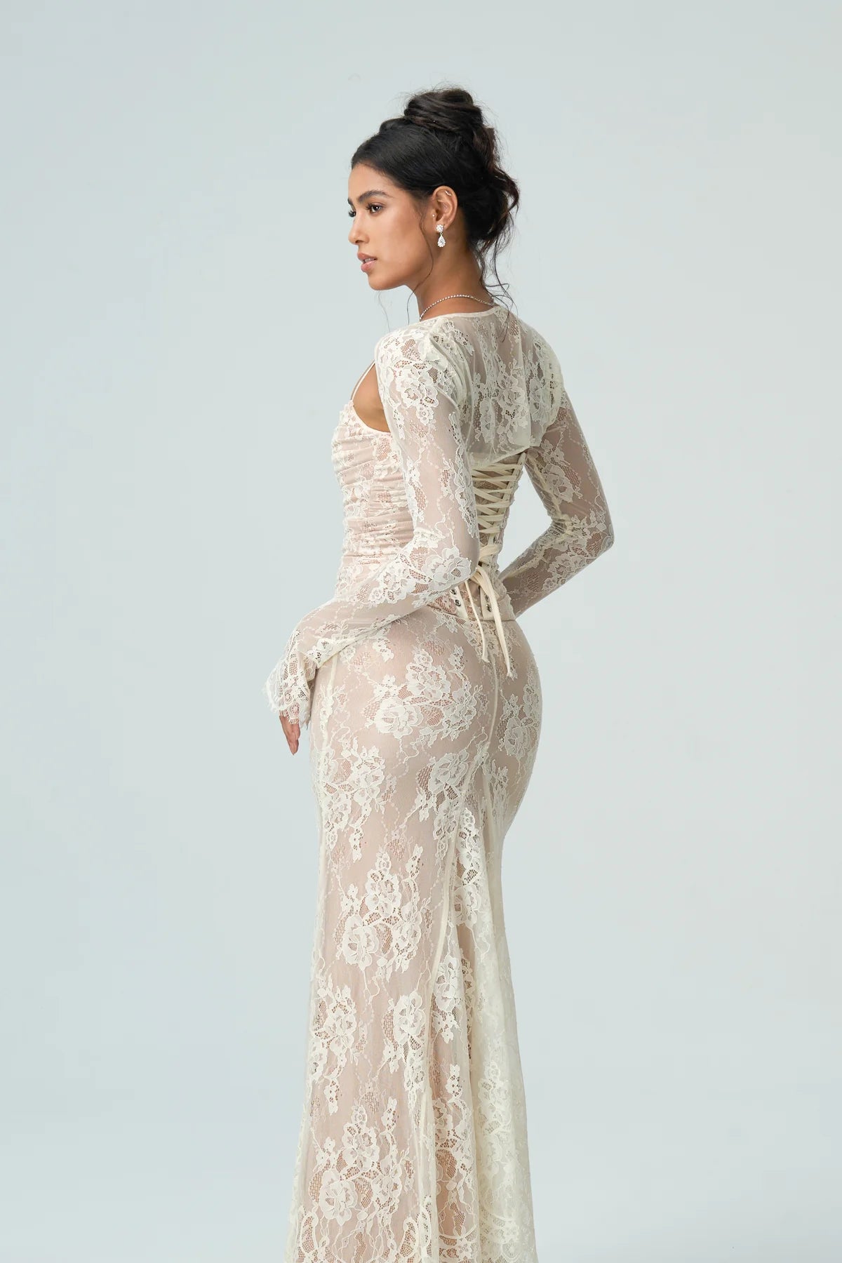 Carrie | Women's Fitted Sheer Sleeve Wedding Guest Dress