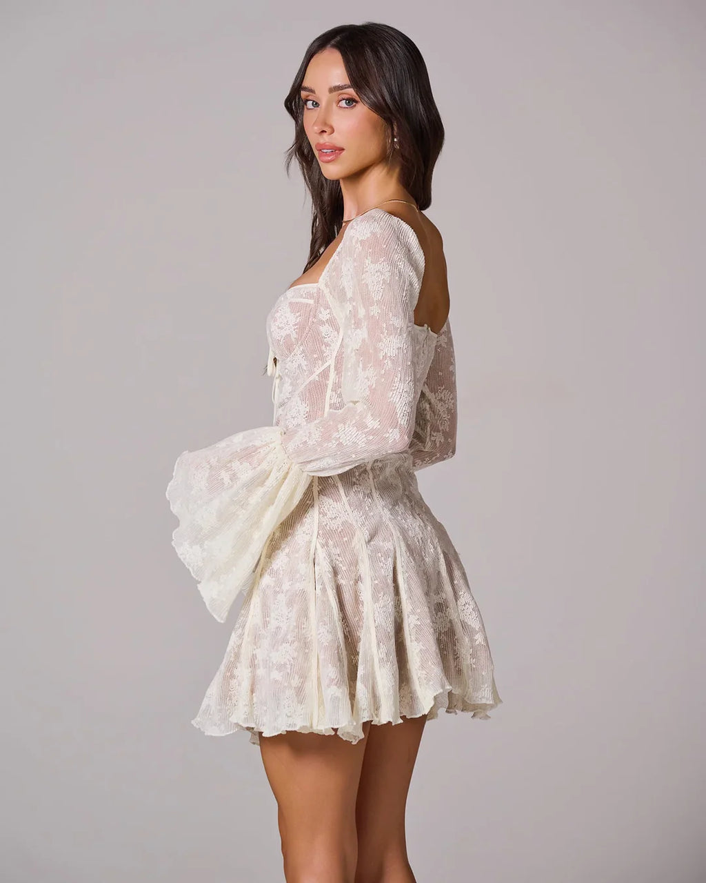 Cassandra | Women’s Long Sleeve Sweetheart Neck Corset Mini Dress
