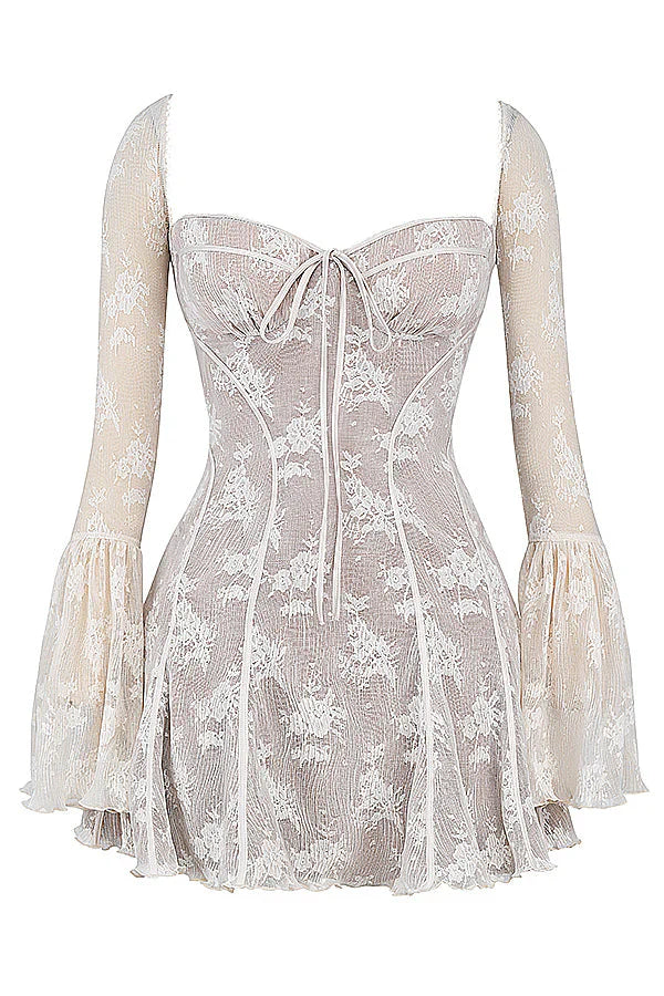 Cassandra | Women’s Long Sleeve Sweetheart Neck Corset Mini Dress