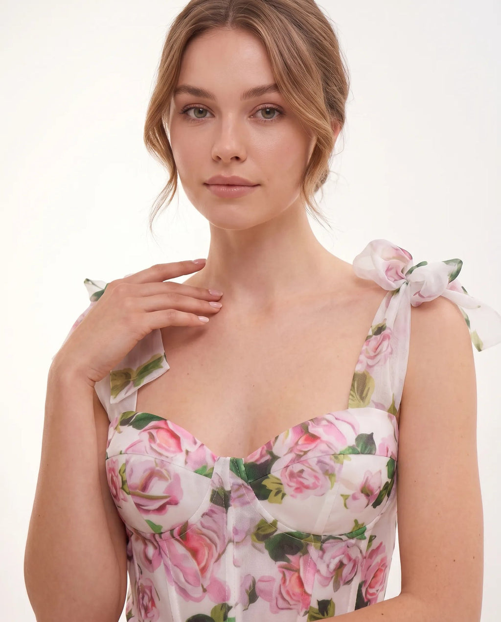 Cassidy | Women’s Floral Print Tie Shoulder Midi Dress