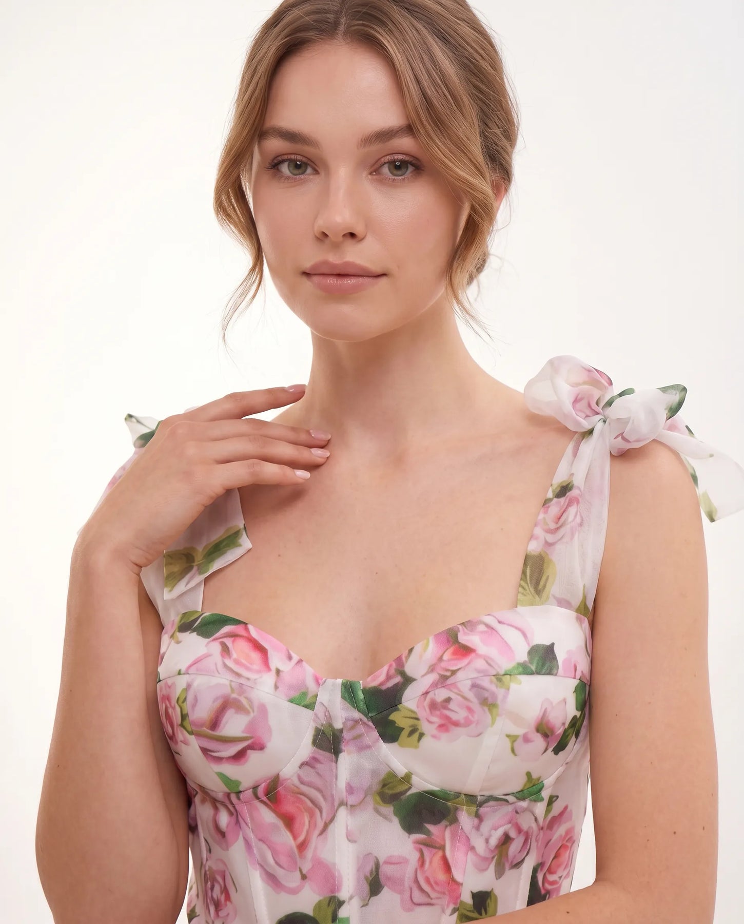 Cassidy | Women’s Floral Print Tie Shoulder Midi Dress