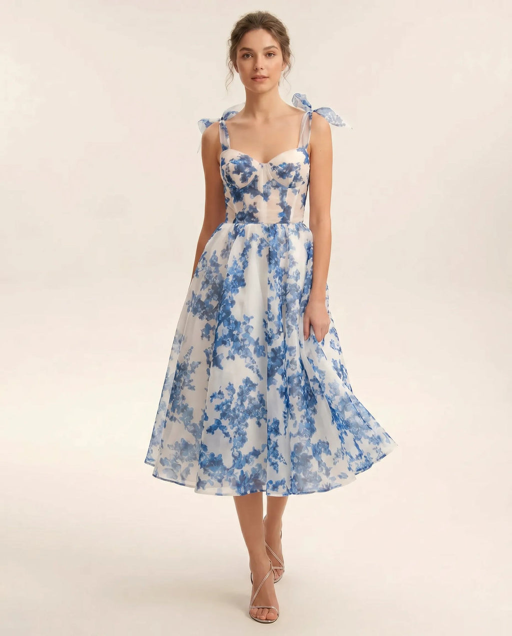 Cassidy | Women’s Floral Print Tie Shoulder Midi Dress