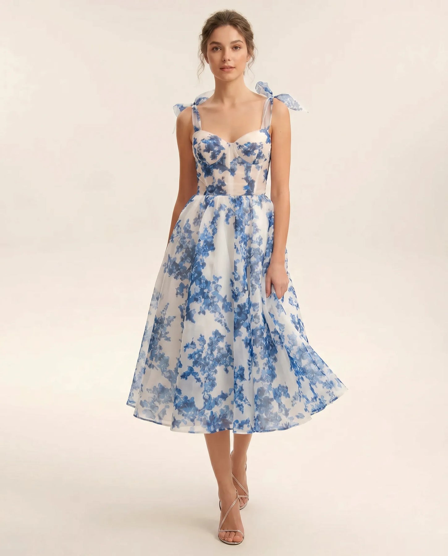 Cassidy | Women’s Floral Print Tie Shoulder Midi Dress
