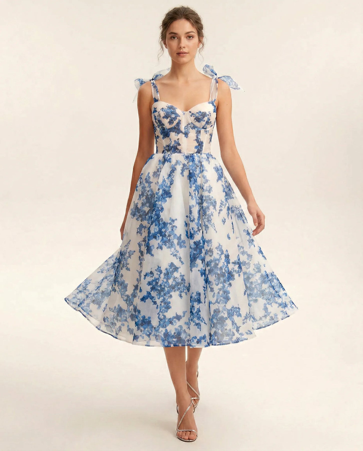 Cassidy | Women’s Floral Print Tie Shoulder Midi Dress