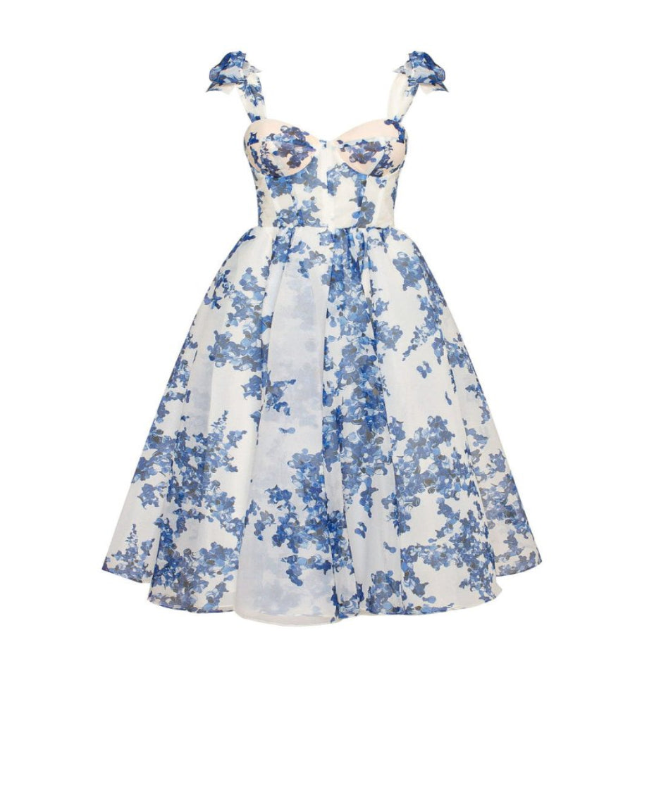 Cassidy | Women’s Floral Print Tie Shoulder Midi Dress
