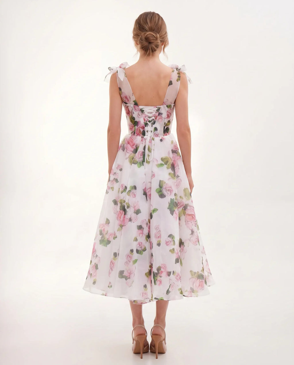 Cassidy | Women’s Floral Print Tie Shoulder Midi Dress