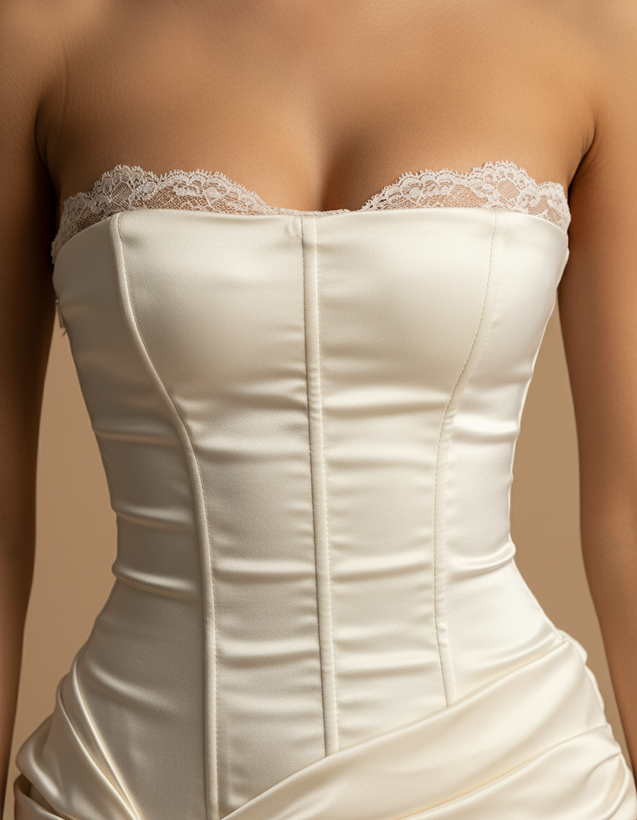 Cassie | Women’s Strapless High Slit Corset White Maxi Dress