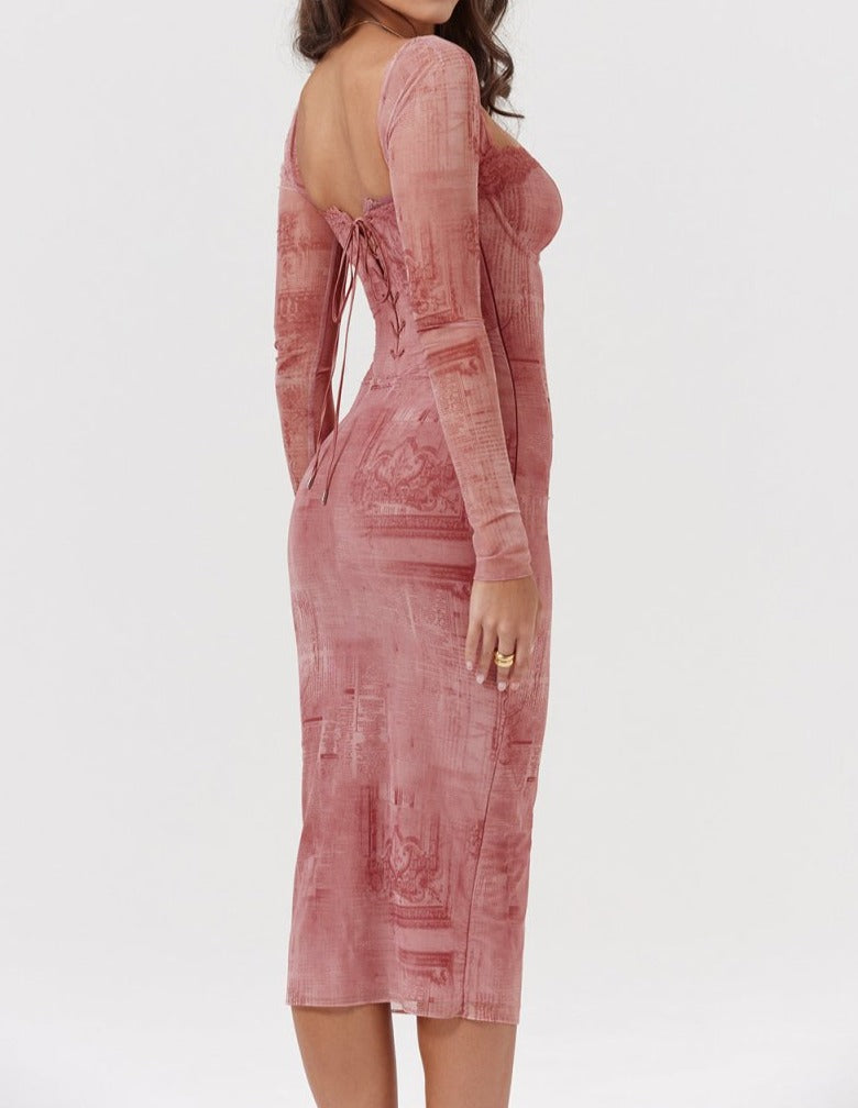 Catalina | Women's Fitted Long Sleeve Bodycon Midi Dress
