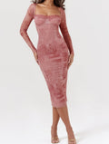 Catalina | Women's Fitted Long Sleeve Bodycon Midi Dress