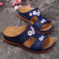 Catherine | Women’s Floral Round Toe Platform Wedge Slippers