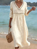 Celandine | Women's V-Neck Short Sleeve Summer Midi Dress