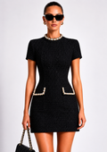 Celestia | Women’s High Neck Short Sleeve Pocket Mini Dress