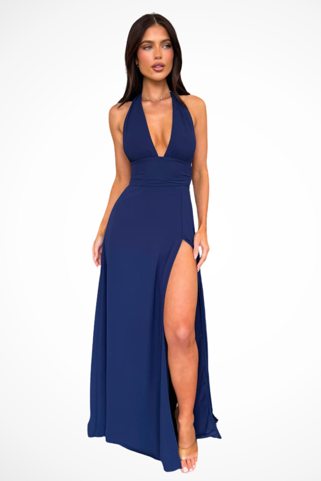 Celina | Women’s Backless High Slit V Neck Maxi Dress
