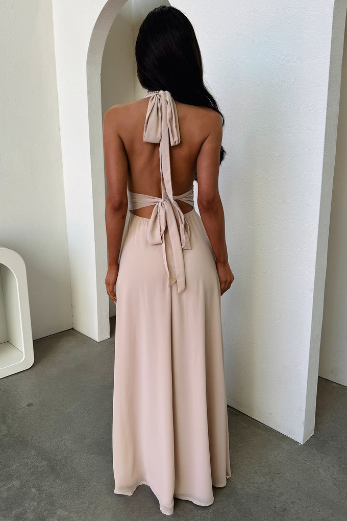 Celina | Women’s Backless High Slit V Neck Maxi Dress