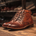 Chandler | Men’s Round Toe Lace Up Low Block Ankle Boots