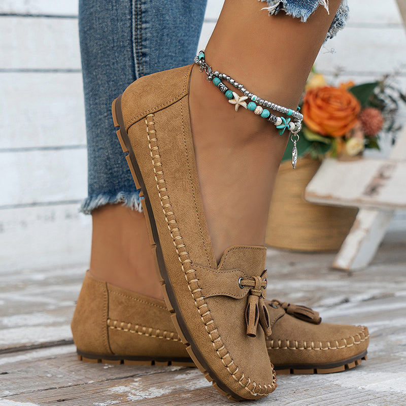 Charlene | Women's Round Toe Slip On Bow Loafers