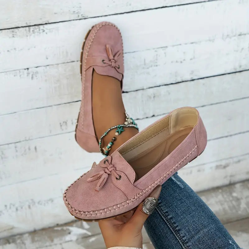 Charlene | Women's Round Toe Slip On Bow Loafers