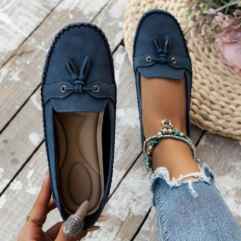 Charlene | Women's Round Toe Slip On Bow Loafers