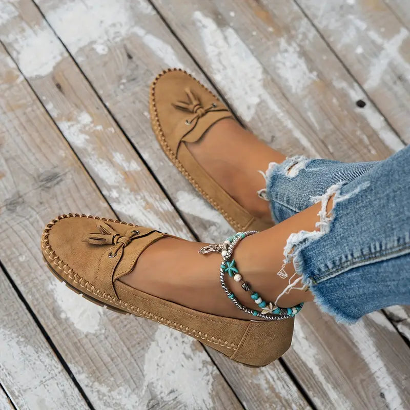 Charlene | Women's Round Toe Slip On Bow Loafers