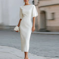Charlotta | Women's Fitted Boat Neck Bodycon Wedding Guest Dress