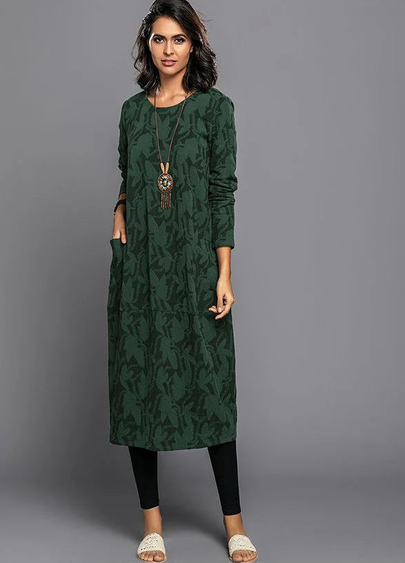 Charlotte | Women's Long Sleeve Pockets Midi Dress