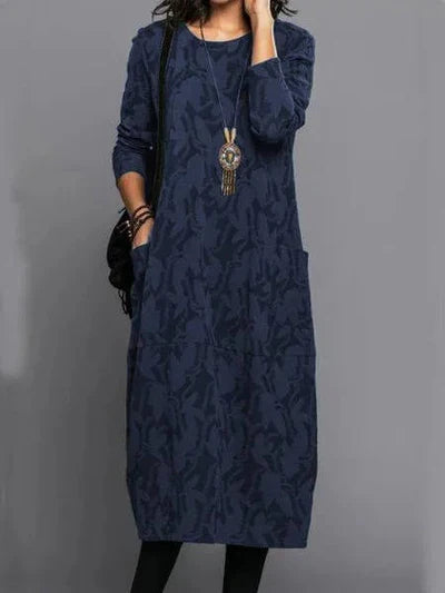 Charlotte | Women's Long Sleeve Pockets Midi Dress