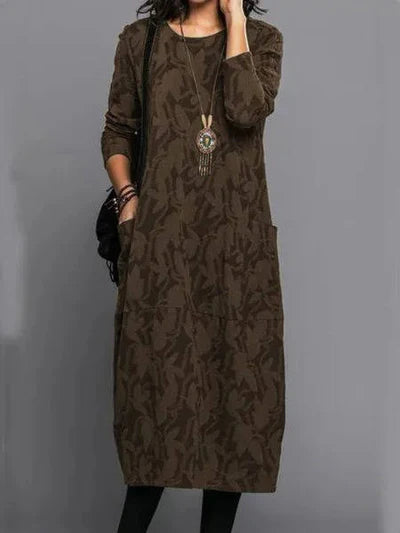Charlotte | Women's Long Sleeve Pockets Midi Dress