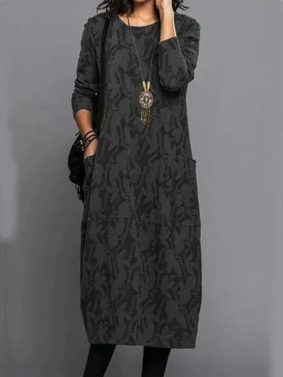 Charlotte | Women's Long Sleeve Pockets Midi Dress