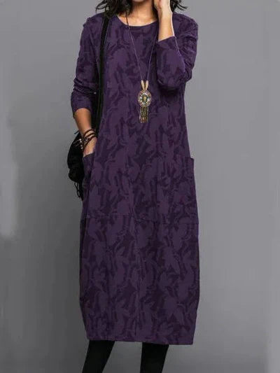 Charlotte | Women's Long Sleeve Pockets Midi Dress