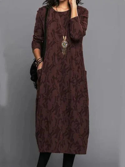 Charlotte | Women's Long Sleeve Pockets Midi Dress