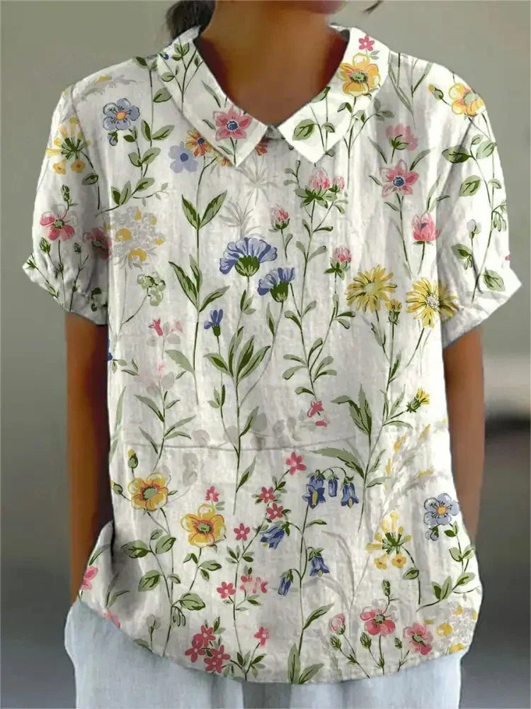 Charlotte | Women’s Short Sleeve Collared Floral Summer Shirt
