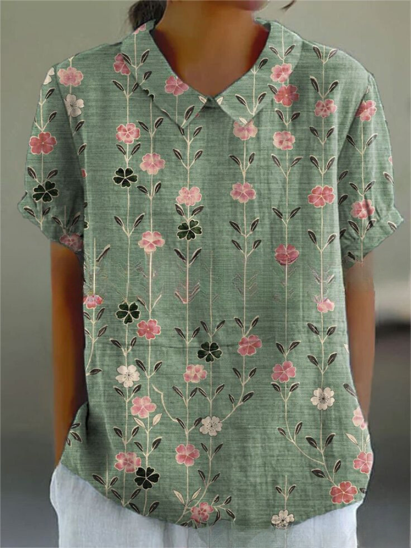 Charlotte | Women’s Short Sleeve Collared Floral Summer Shirt