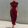 Chelsey | Women's Sleeveless Stand Collar Pocket Midi Dress