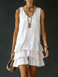 Chetana | Women’s Tiered Ruffled V Neck Sleeveless Mini Dress
