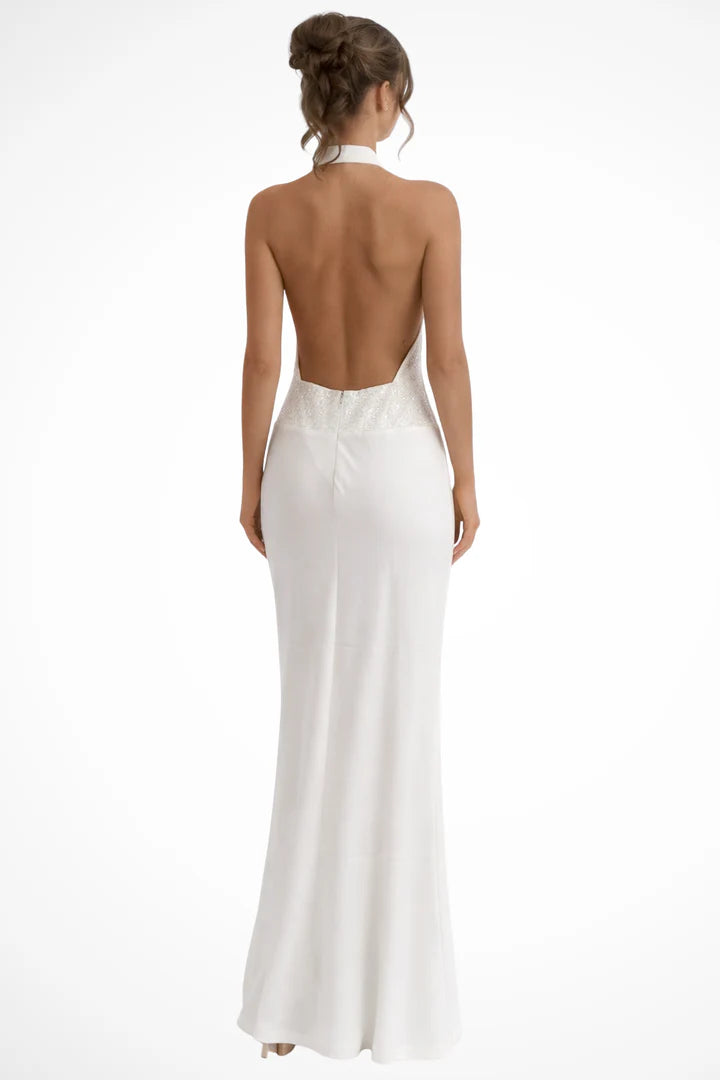 Chiara | Women's Halter Neck Draped Wedding Guest Maxi Dress