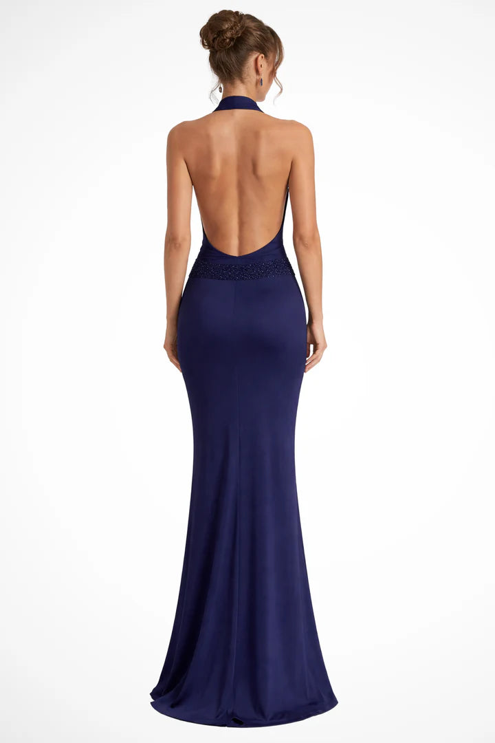 Chiara | Women's Halter Neck Draped Wedding Guest Maxi Dress
