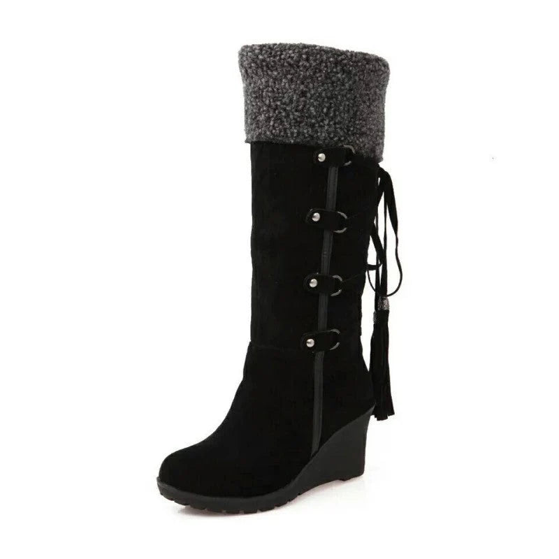 Chidinma | Women’s Closed Toe Mid Calf Wedge Winter Boots