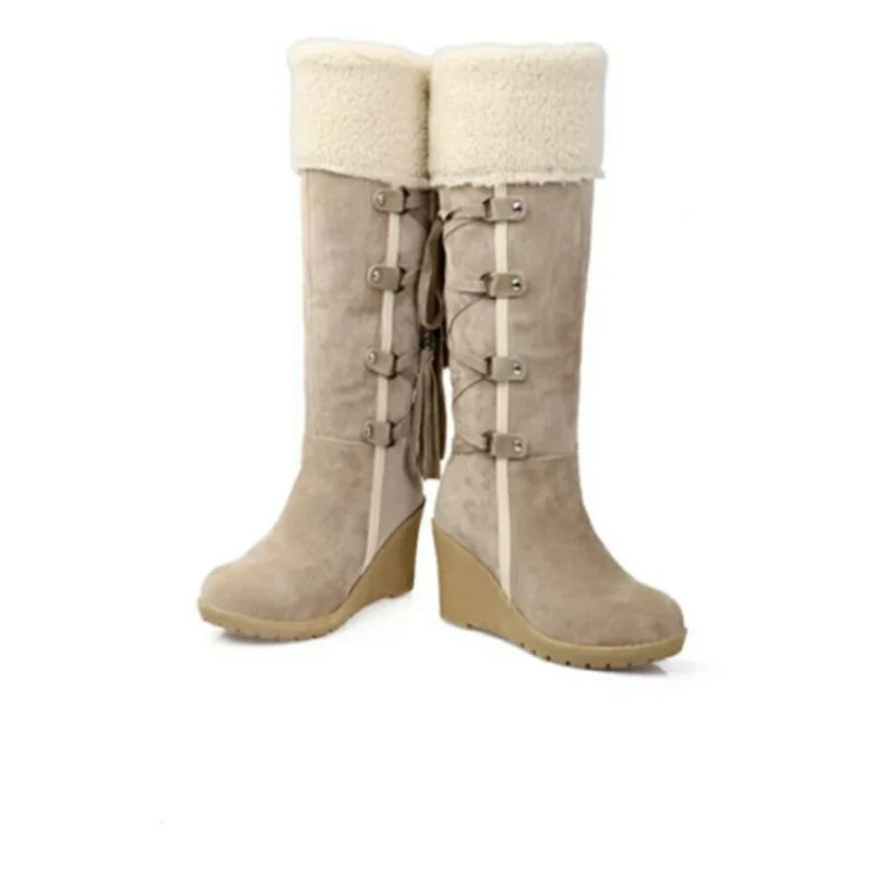 Chidinma | Women’s Closed Toe Mid Calf Wedge Winter Boots