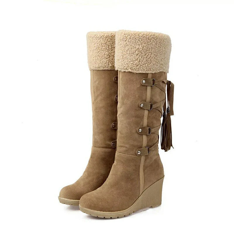 Chidinma | Women’s Closed Toe Mid Calf Wedge Winter Boots