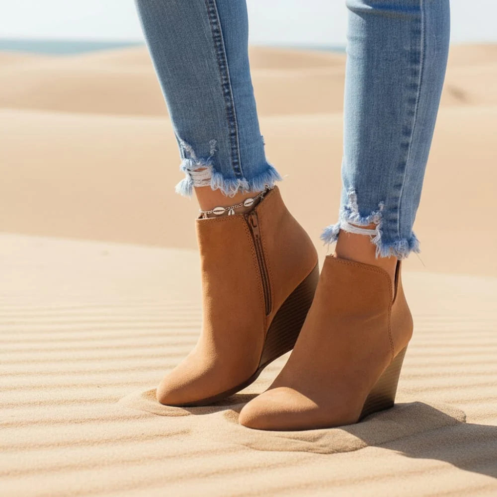 Women’s Pointed Toe Side Zip Wedge Ankle Boots