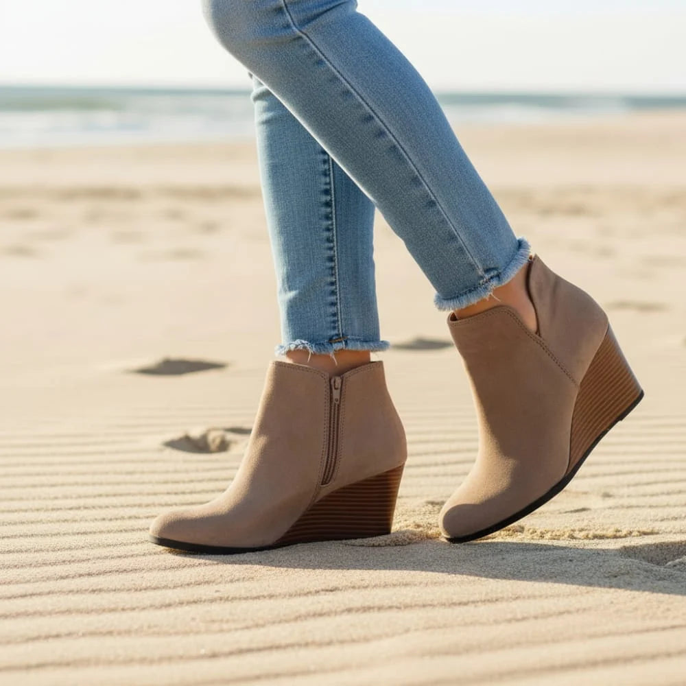 Women’s Pointed Toe Side Zip Wedge Ankle Boots