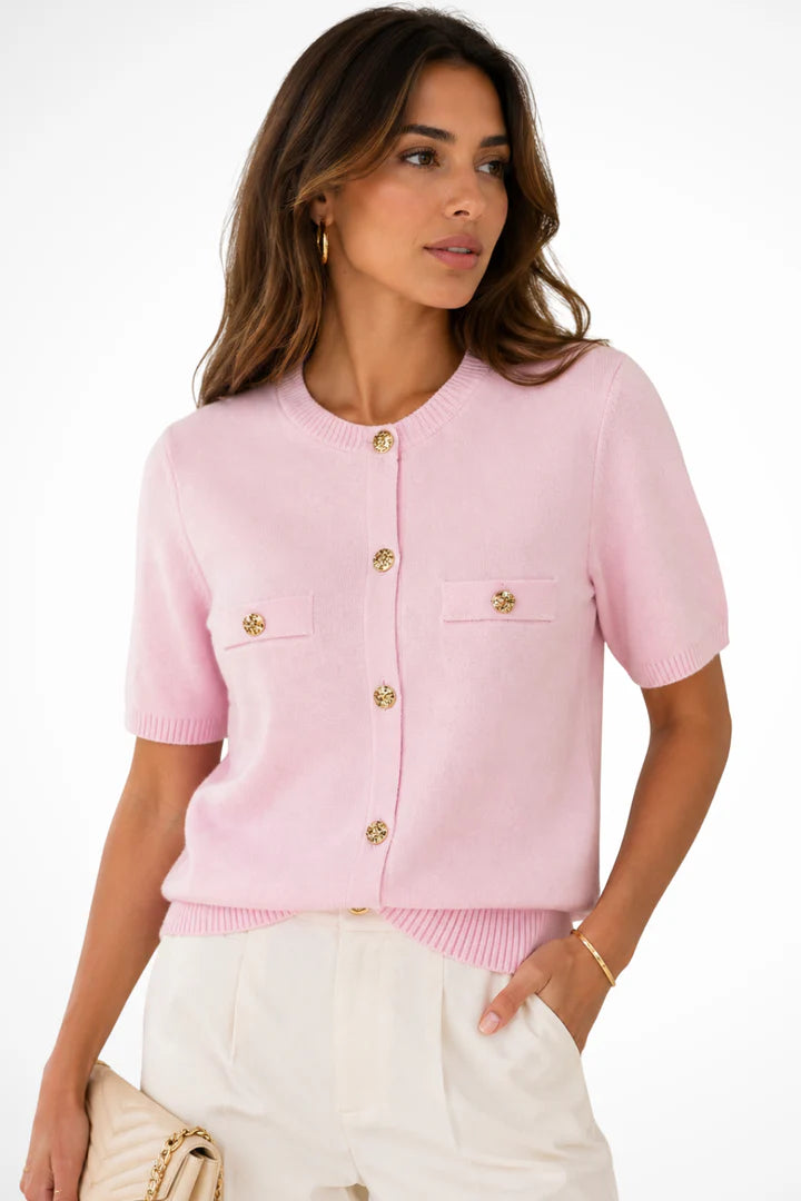 Chisom | Women's Short Sleeve Round Neck Buttoned Cardigan