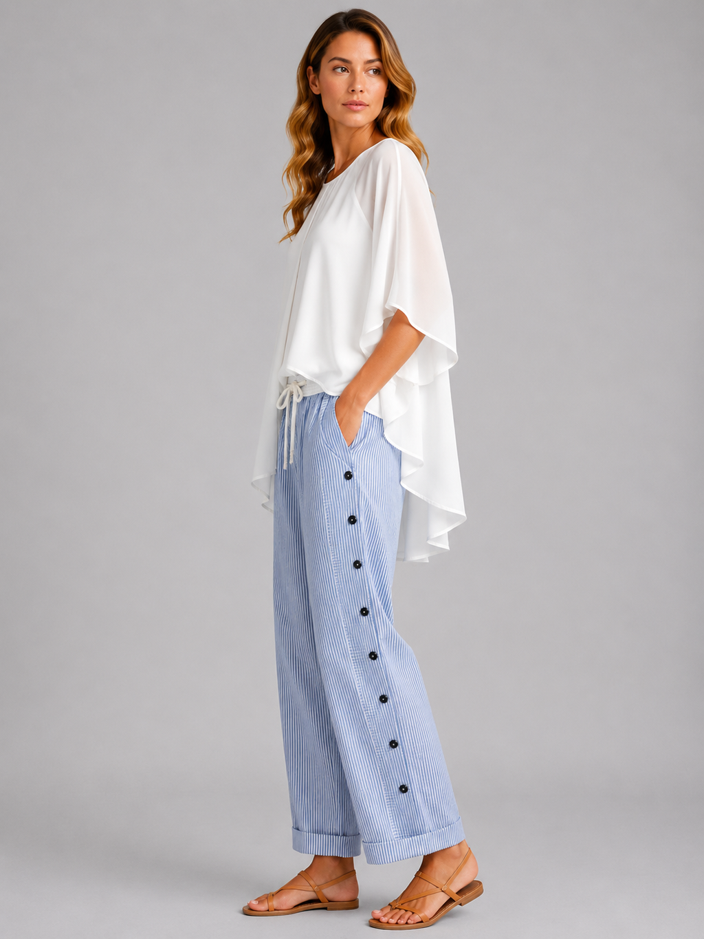 Christa | Women’s Striped Adjustable Drawstring Pants