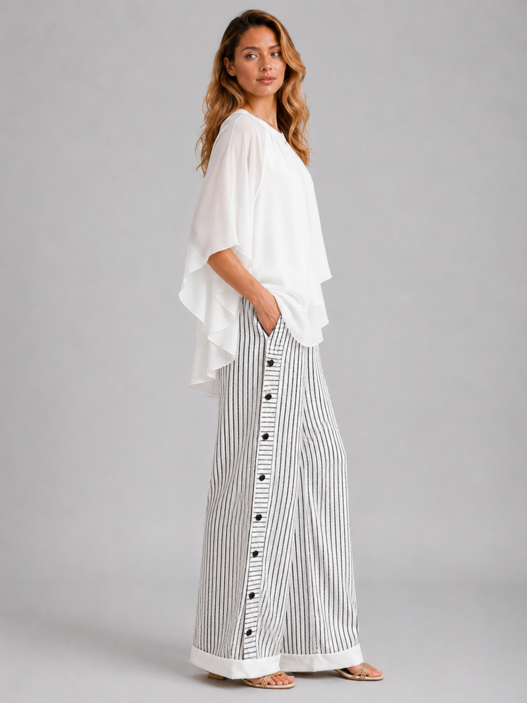 Christa | Women’s Striped Adjustable Drawstring Pants