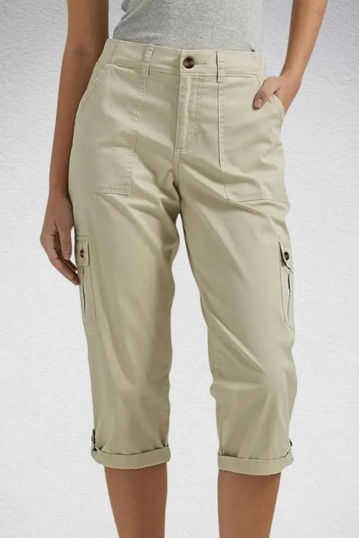 Christelle | Women’s Straight Leg Button Front Utility Cargo Trousers