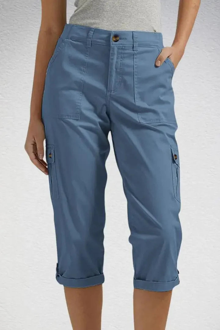 Christelle | Women’s Straight Leg Button Front Utility Cargo Trousers