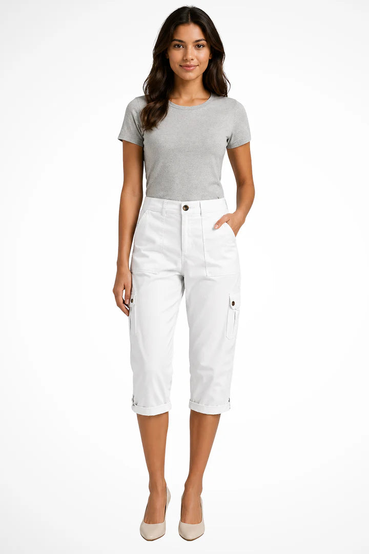 Christelle | Women’s Straight Leg Button Front Utility Cargo Trousers